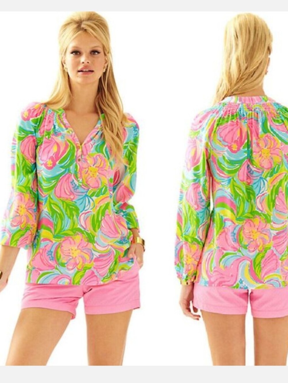 Lilly Pulitzer Elsa‎ So A Peeling Silk Vibrant Floral Top